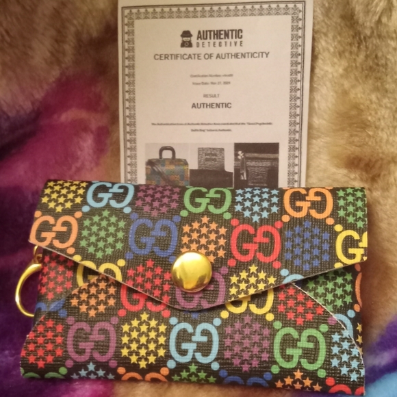 New Upcycled Lux Momogram Card Holder Bag Charm COA Included - Picture 4 of 7